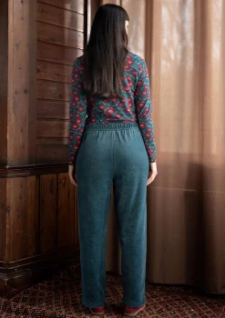 Gudrun Sjödén Velourbyxa "Nora" i ekologisk bomull/återvunnen polyester Indigogrön Fashion
