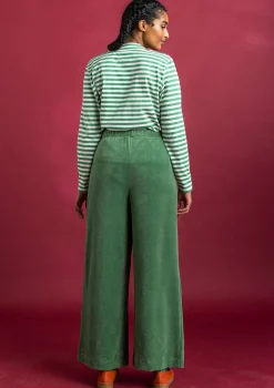 Gudrun Sjödén Velourbyxor i ekologisk bomull/återvunnen polyester Havsgrön Online