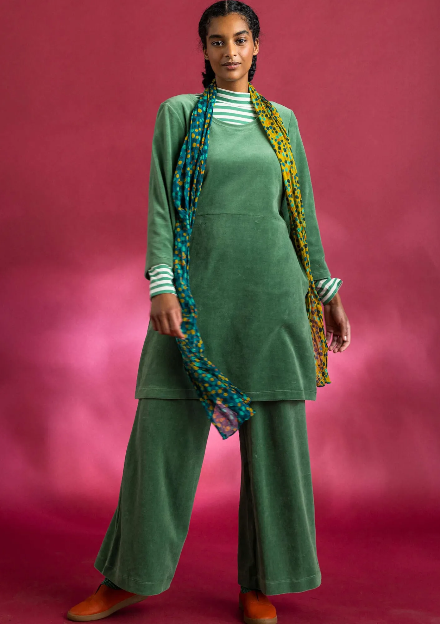 Gudrun Sjödén Velourbyxor i ekologisk bomull/återvunnen polyester Havsgrön Online
