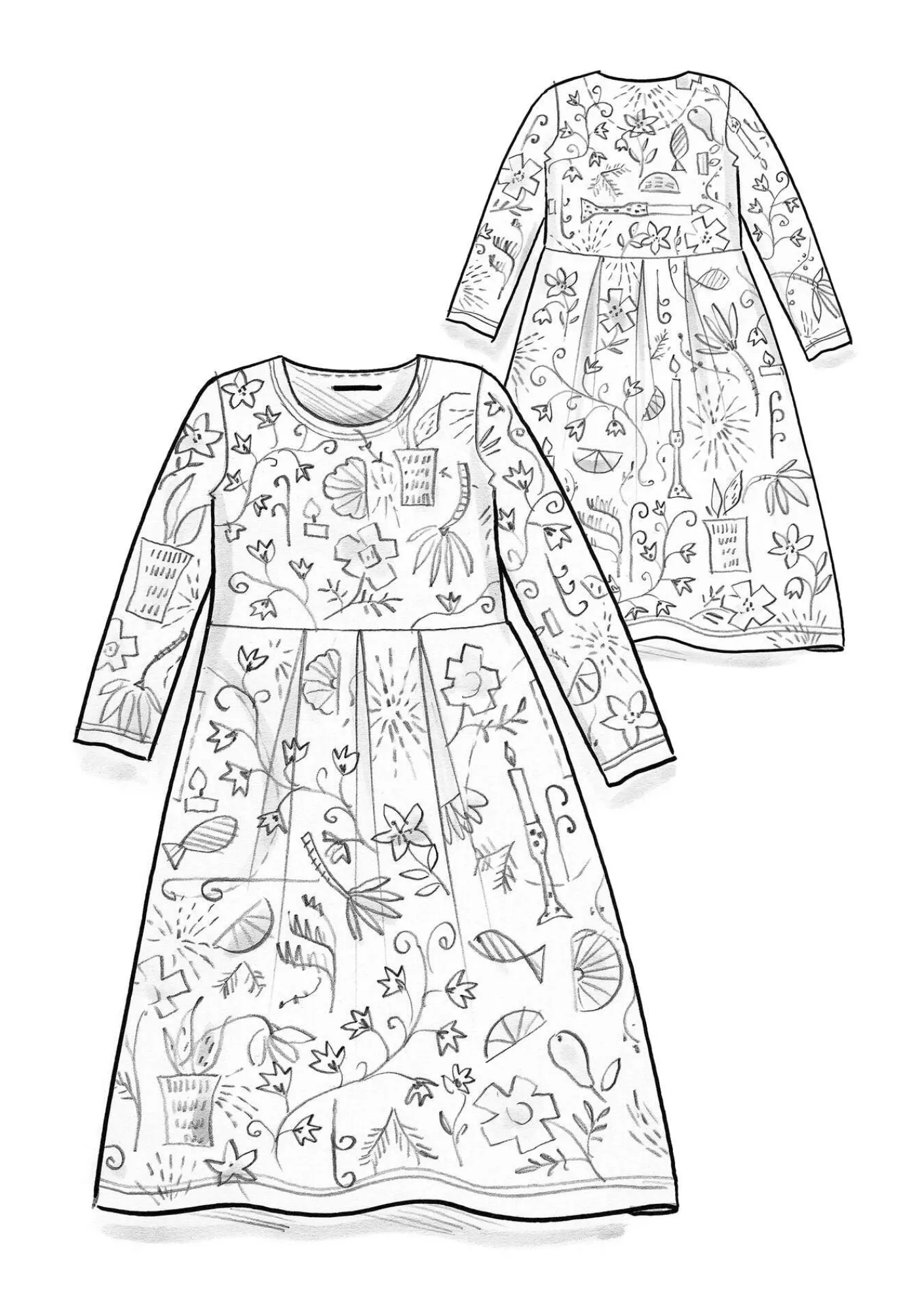 Gudrun Sjödén Velourklänning "Fyrverkeri" i ekologisk bomull/återvunnen polyester Aubergine/mönstrad Sale