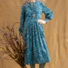 Gudrun Sjödén Velourklänning "Katla" i ekologisk bomull/återvunnen polyester Veronagrön Clearance