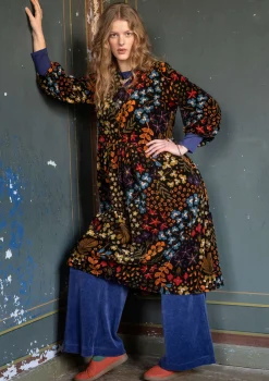 Gudrun Sjödén Velourklänning "Katla" i ekologisk bomull/återvunnen polyester Svart New