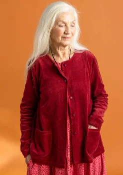 Gudrun Sjödén Velourkofta i ekologisk bomull/återvunnen polyester Granatäpple Online