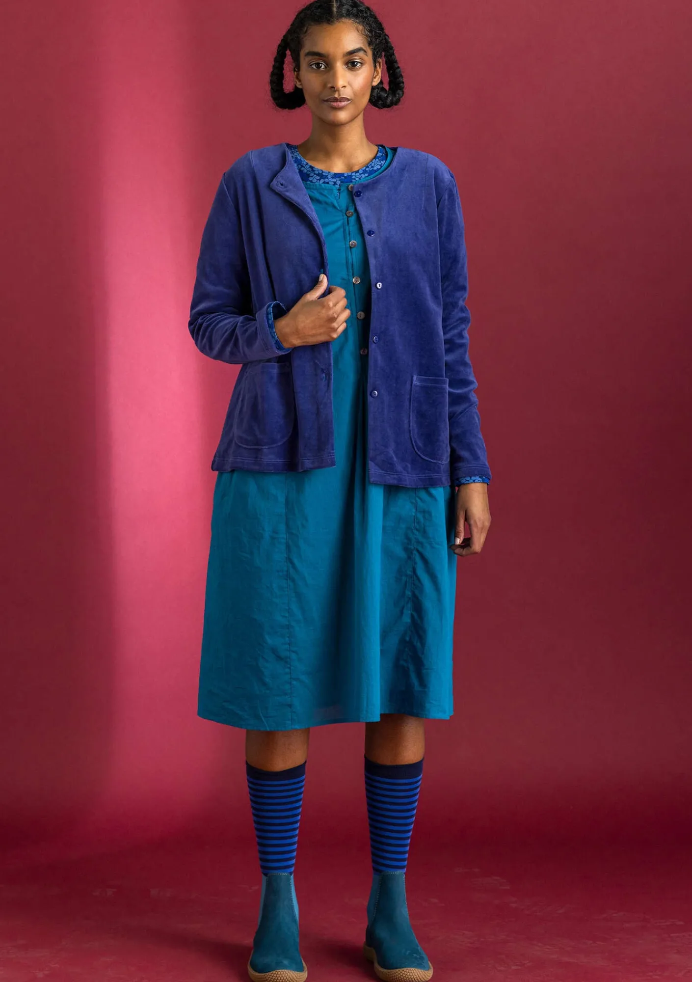 Gudrun Sjödén Velourkofta i ekologisk bomull/återvunnen polyester Viol New