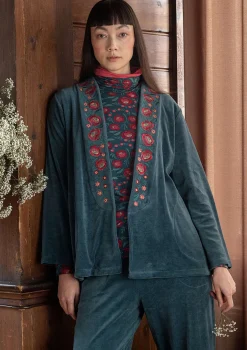 Gudrun Sjödén Velourkofta "Nora" i ekologisk bomull/återvunnen polyester Indigogrön Clearance