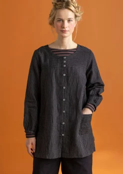 Gudrun Sjödén Vävd artistblus ”Asta” i lin Svart/randig Online