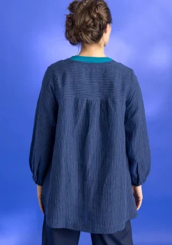 Gudrun Sjödén Vävd artistblus ”Asta” i lin Indigo/randig Outlet