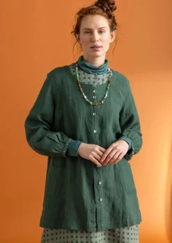 Gudrun Sjödén Vävd artistblus ”Asta” i lin Mörkgrön New