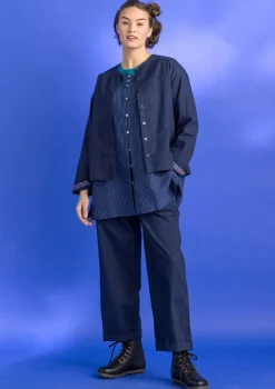 Gudrun Sjödén Vävd artistblus ”Asta” i lin Indigo/randig Outlet