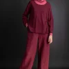 Gudrun Sjödén Vävd byxa ”Asta” i lin Purpur/randig Hot
