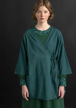 Gudrun Sjödén Vävd kimono i ekologisk bomullsdobby Opalgrön Online
