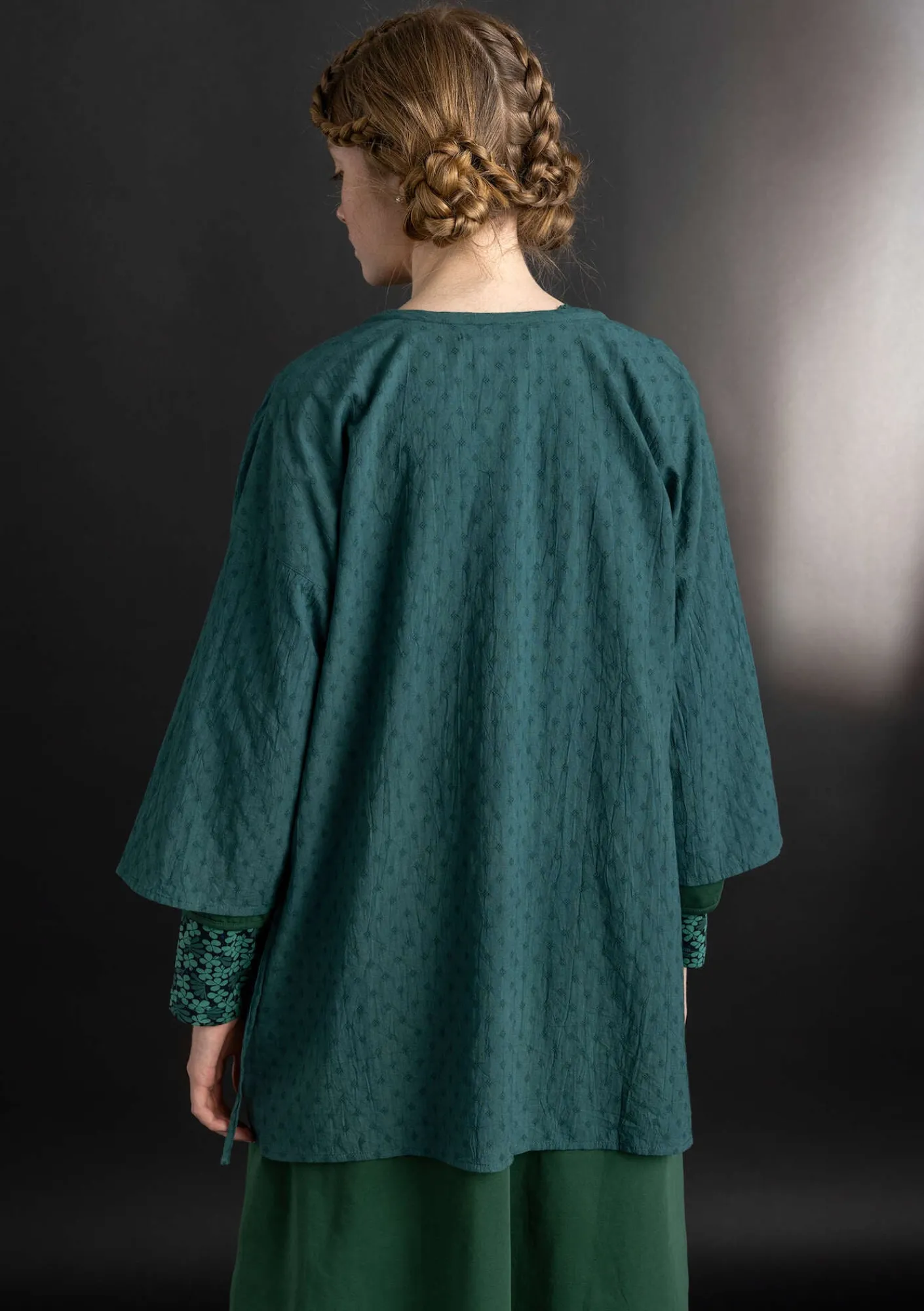 Gudrun Sjödén Vävd kimono i ekologisk bomullsdobby Opalgrön Online