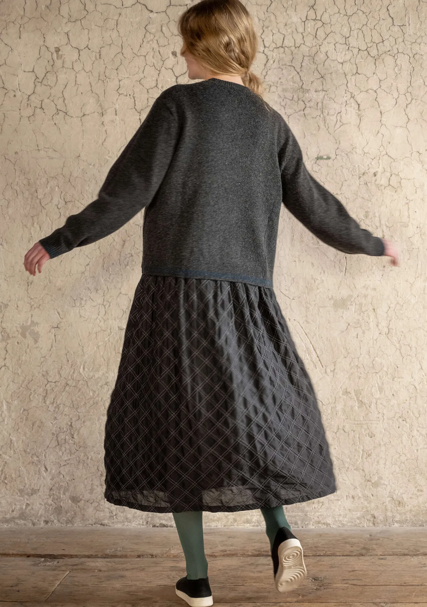 Gudrun Sjödén Vävd kjol "Helga" i ekologisk bomull Mörkaskgrå Fashion