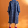 Gudrun Sjödén Vävd klänning ”Asta” i lin Dimblå/mönstrad Sale