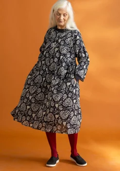 Gudrun Sjödén Vävd klänning ”Hedda” i ekologisk bomull Svart/mönstrad Discount
