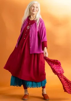 Gudrun Sjödén Vävd klänning ”Hedda” i ekologisk bomull Granatäpple Fashion