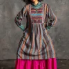 Gudrun Sjödén Vävd klänning "Jaipur" i ull/bomull Aubergine New
