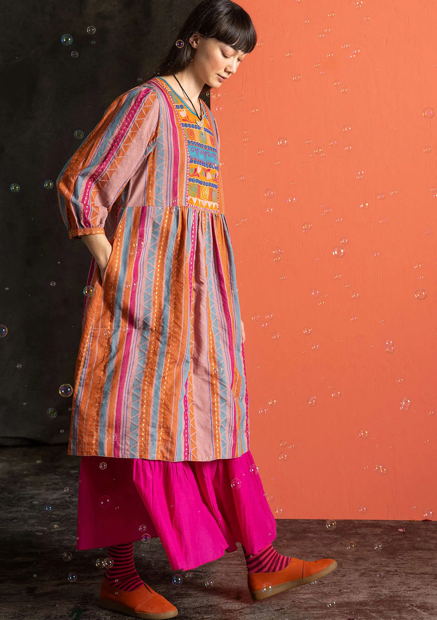 Gudrun Sjödén Vävd klänning "Jaipur" i ull/bomull Masala New