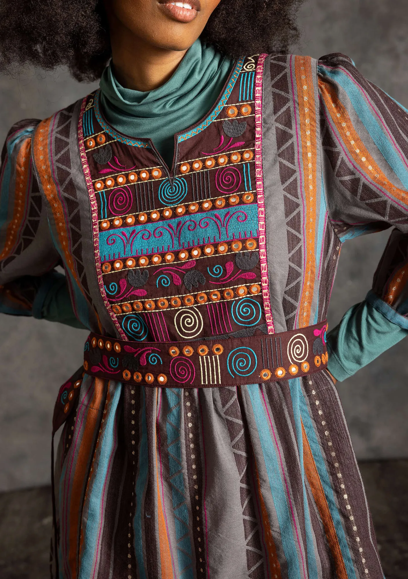 Gudrun Sjödén Vävd klänning "Jaipur" i ull/bomull Aubergine New