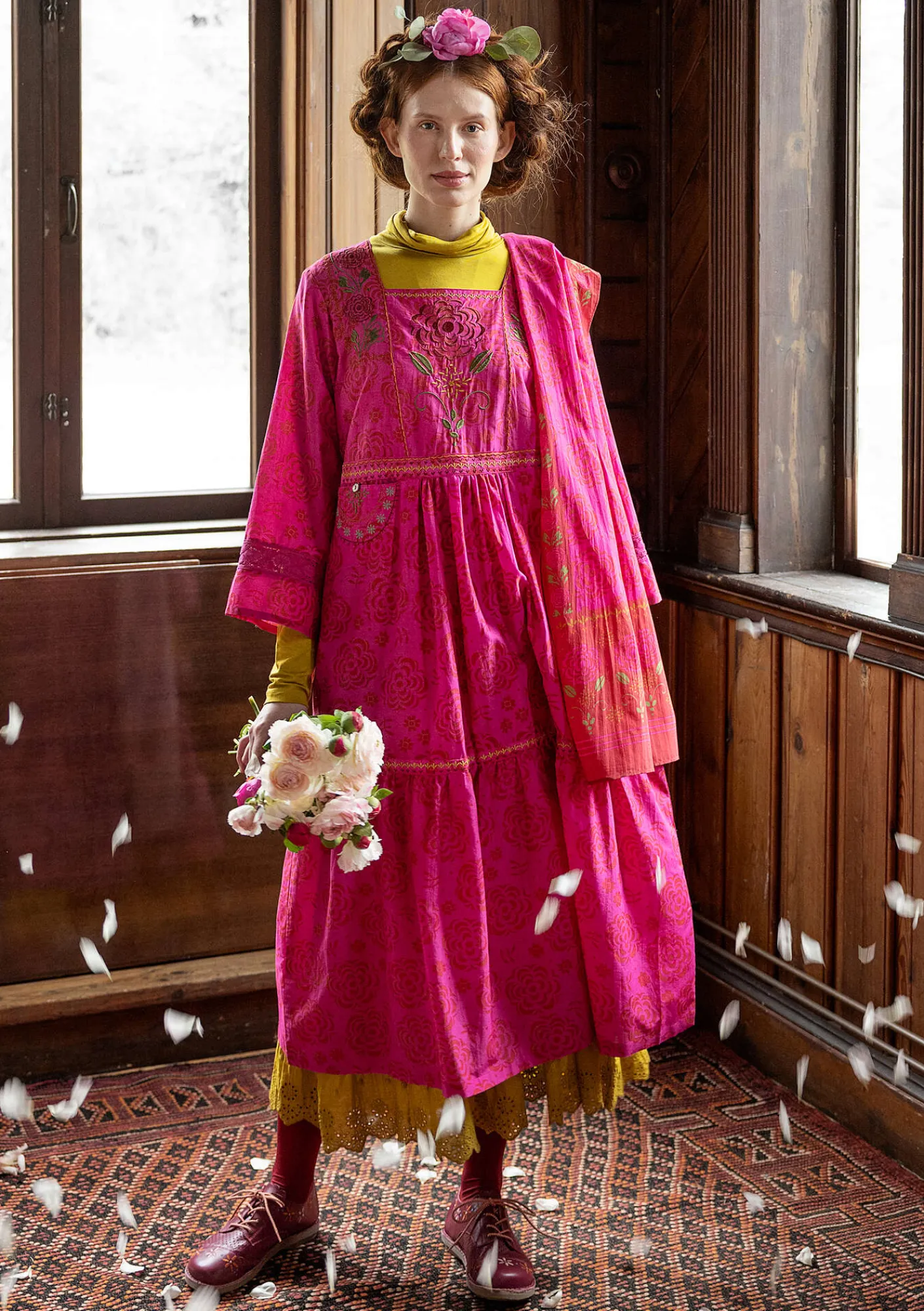 Gudrun Sjödén Vävd klänning "Kamelia" i ekologisk bomull/siden Cerise Fashion