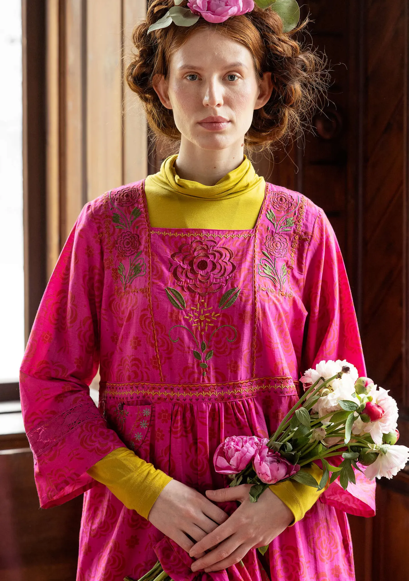 Gudrun Sjödén Vävd klänning "Kamelia" i ekologisk bomull/siden Cerise Fashion