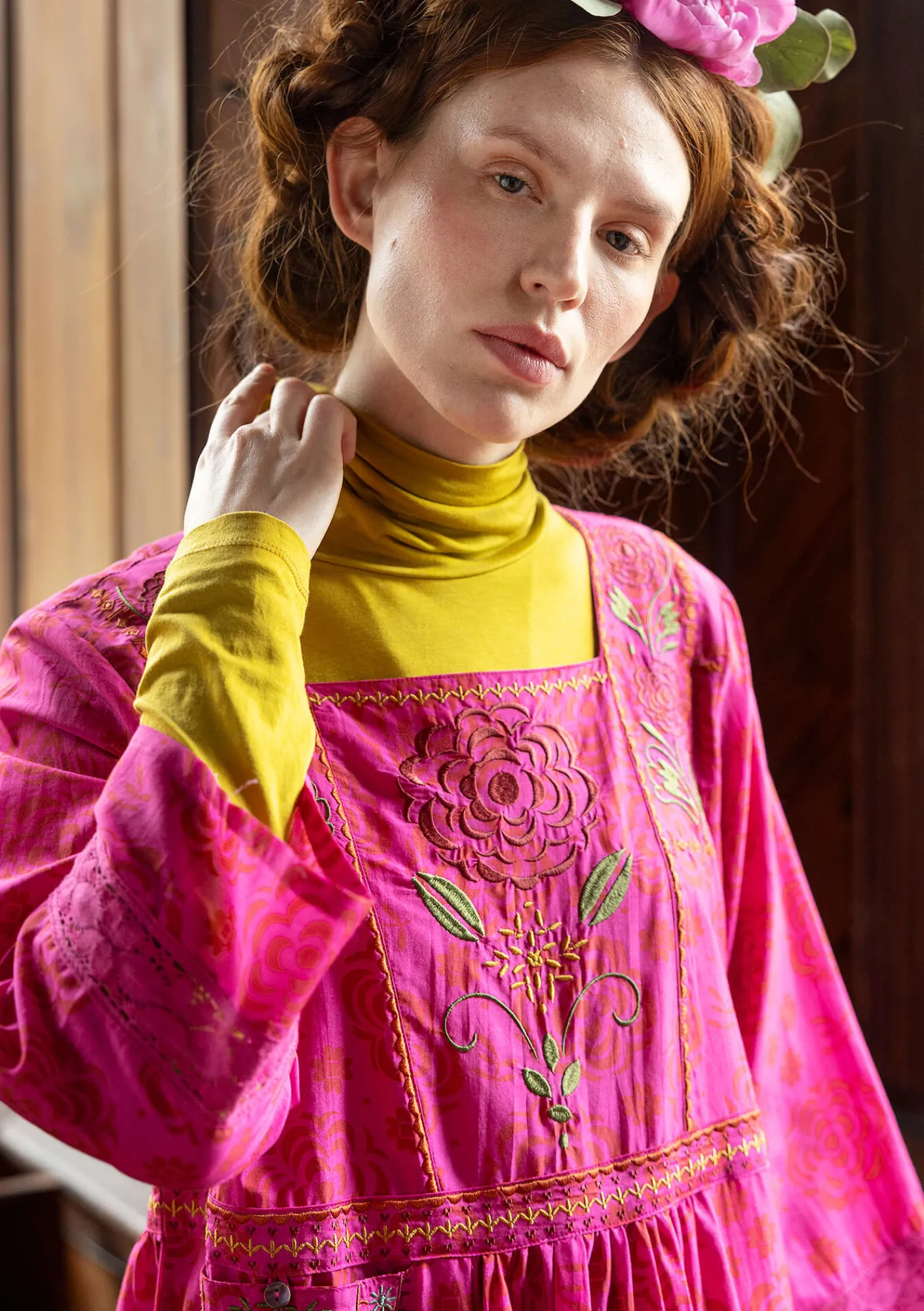 Gudrun Sjödén Vävd klänning "Kamelia" i ekologisk bomull/siden Cerise Fashion