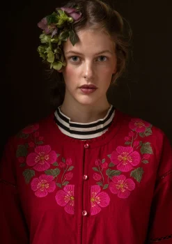 Gudrun Sjödén Vävd klänning "Åland" i ekologisk bomull Tranbär Discount