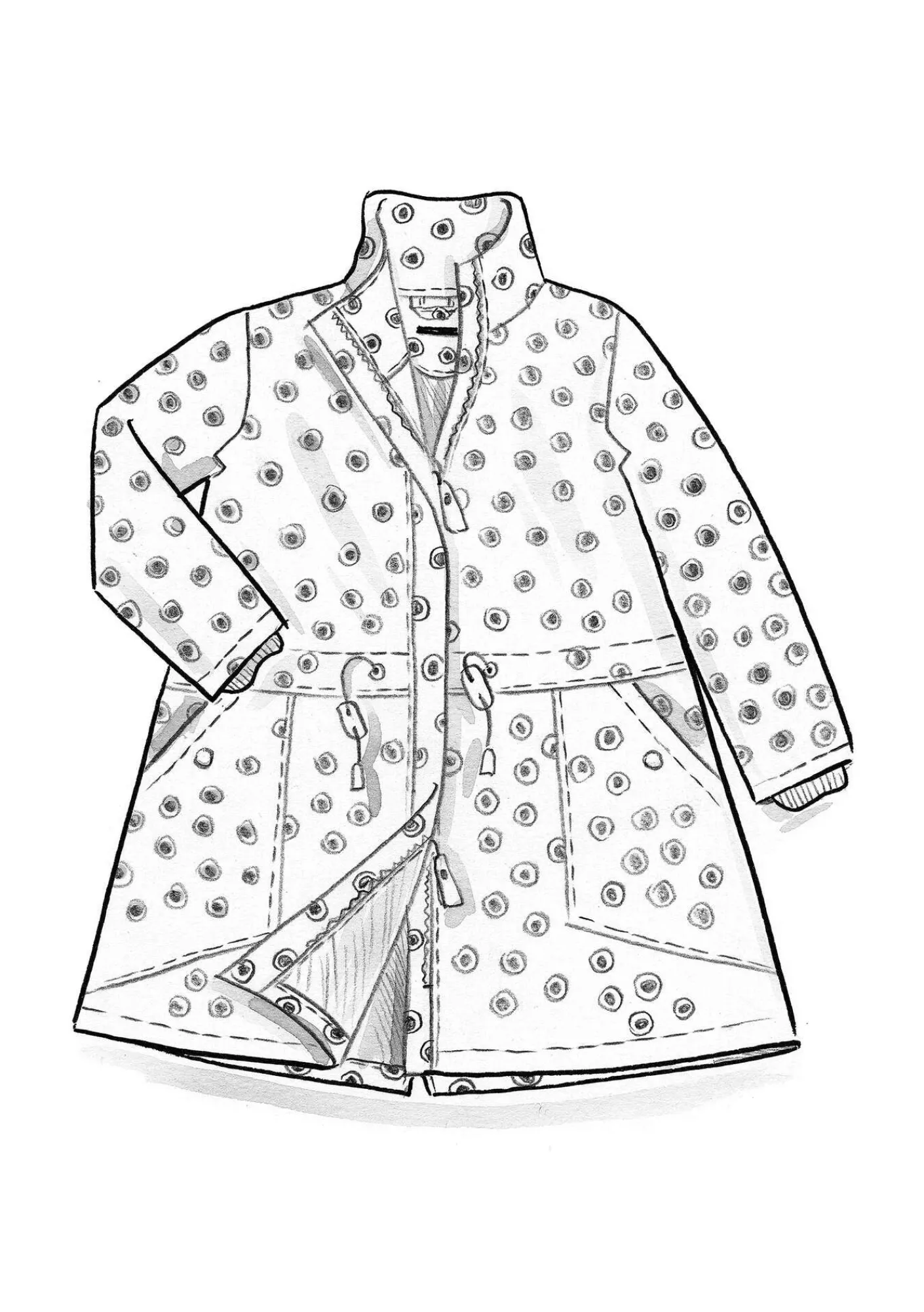 Gudrun Sjödén Vävd parkas "Lucy" i ekologisk bomull Buteljgrön/mönstrad Sale