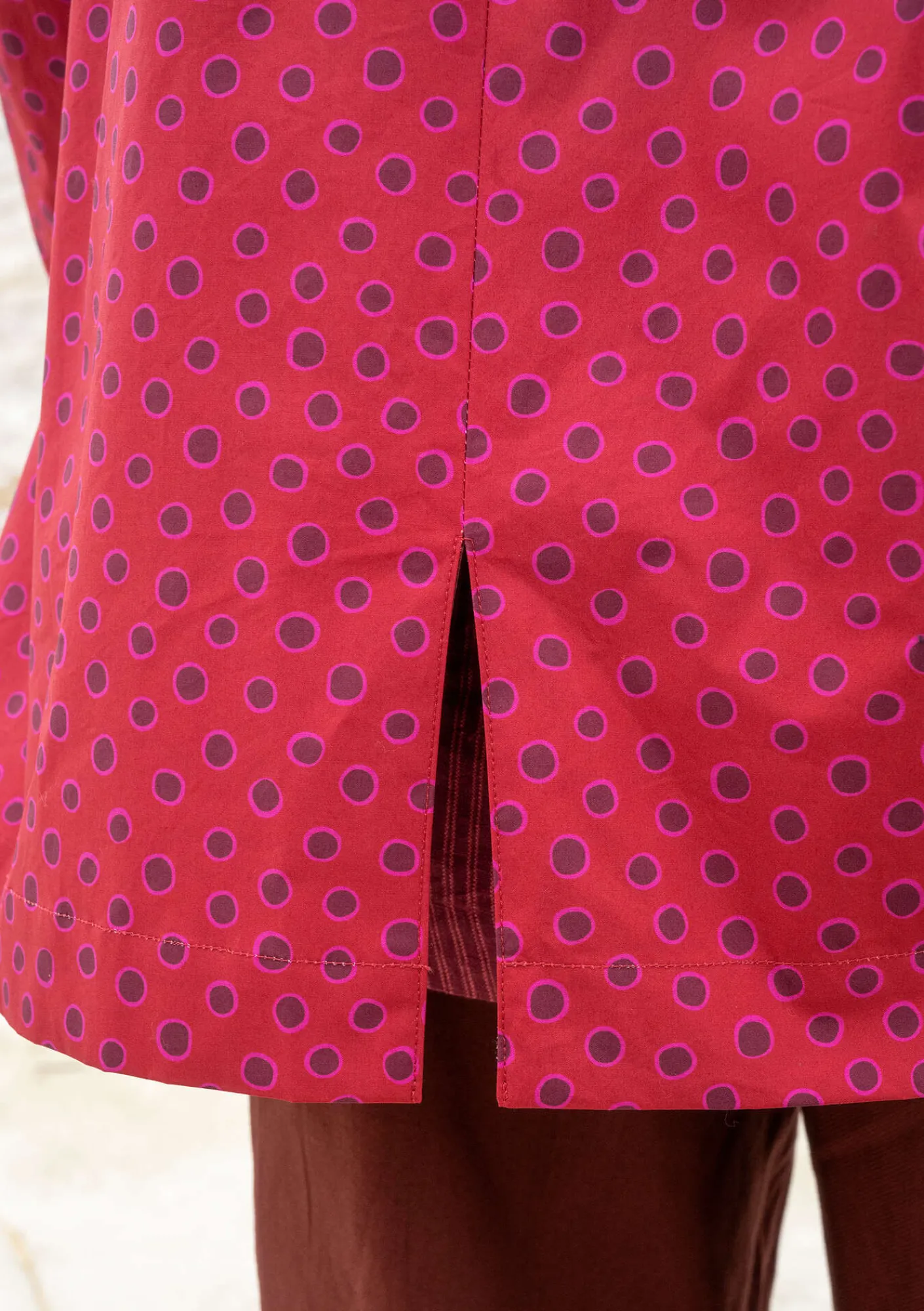Gudrun Sjödén Vävd parkas "Lucy" i ekologisk bomull Tranbär/mönstrad Discount