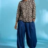 Gudrun Sjödén Vävd puffbyxa i ekologisk bomull Indigoblå Fashion