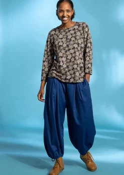 Gudrun Sjödén Vävd puffbyxa i ekologisk bomull Indigoblå Fashion