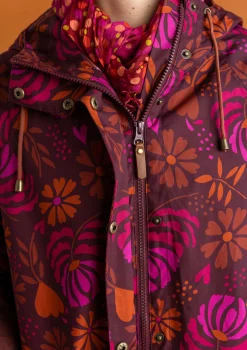 Gudrun Sjödén Vävd regnjacka ”Hedda” i ekologisk bomull Aubergine/mönstrad New
