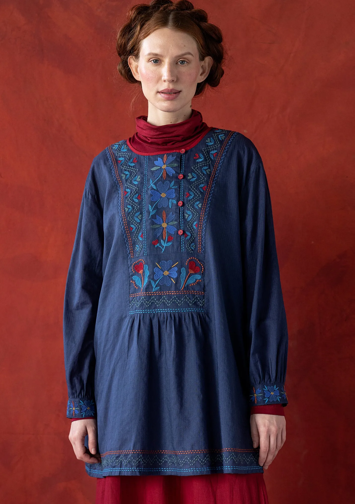 Gudrun Sjödén Vävd tunika "Wanja" i ekologisk bomull Indigo Sale