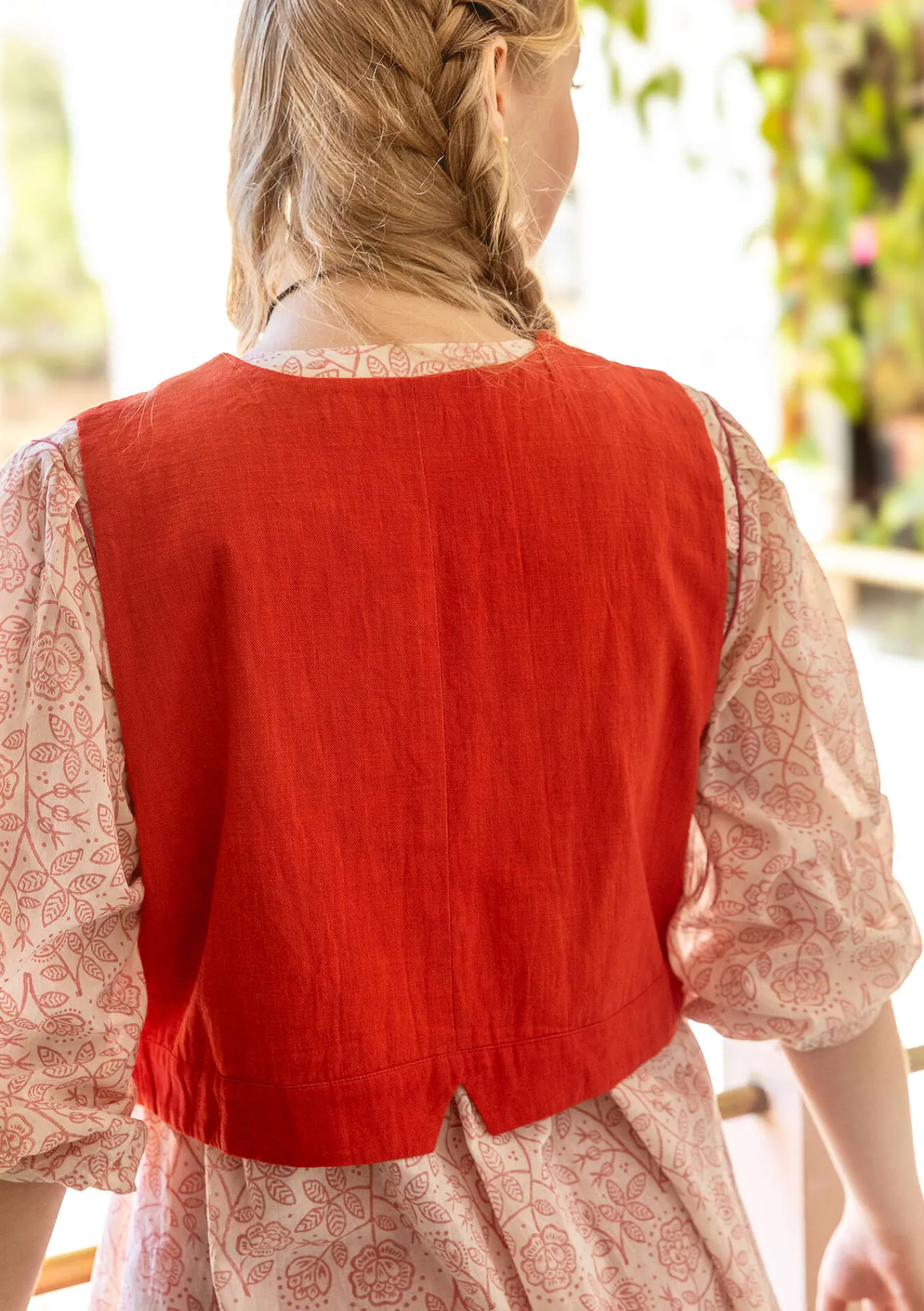 Gudrun Sjödén Vävd väst "Stina" i ekologisk bomull Koppar Fashion